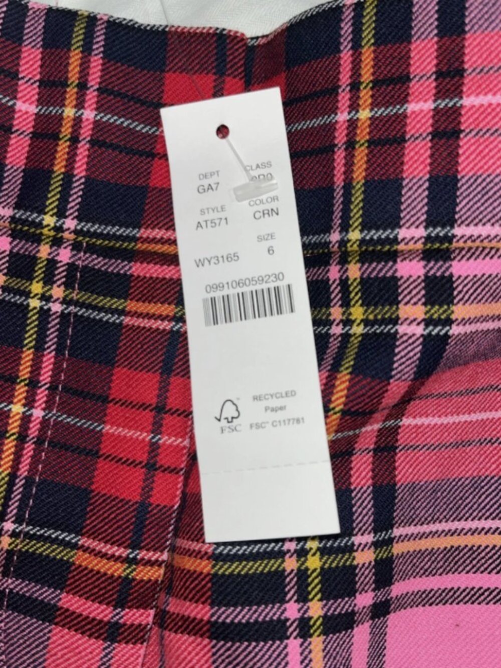 New! J.CREW Cameron Parke Tartan pink Plaid Pants Trousers Size 6 small - Picture 3 of 13